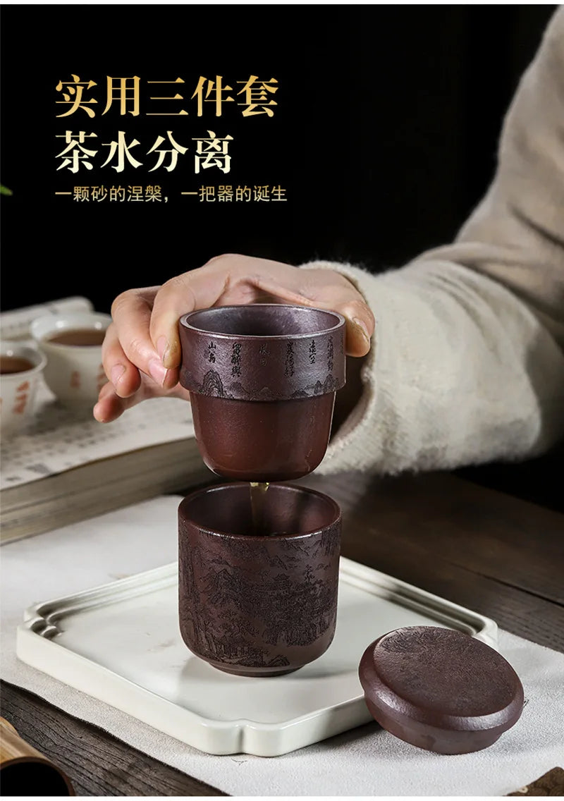 Yixing Handmade Purple Clay Cup Raw Mineral Purple
