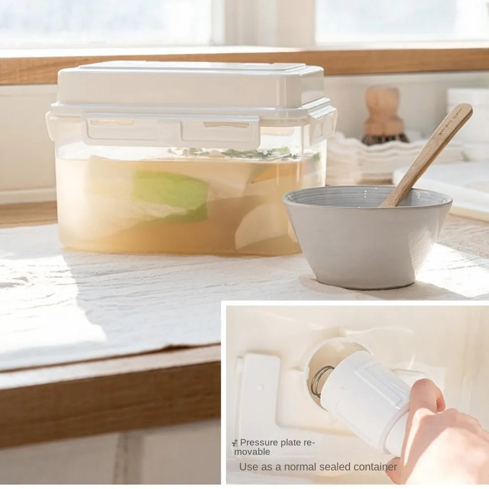 4/5l Pickle Jar Press Plate Leakproof Kimchi Container