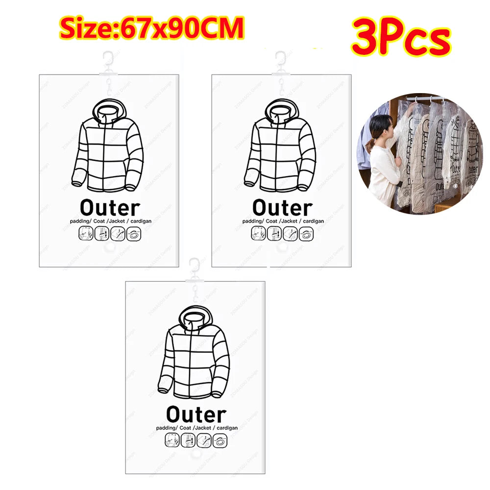 1-10pcs Hanging Vacuum Storage Bag Reusable Space Saver