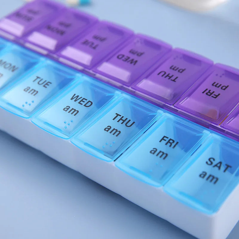 Travel Pill Organizer 7-Day Compartmented Storage Box 14