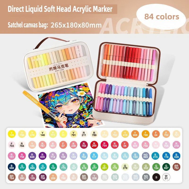 120/1 Colors Direct-Liquid Acrylic Brush Markers Pen Waterproof