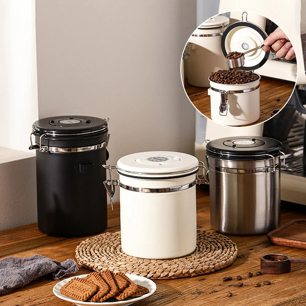 304 Stainless Steel Coffee Beans Vacuum Storage Jar