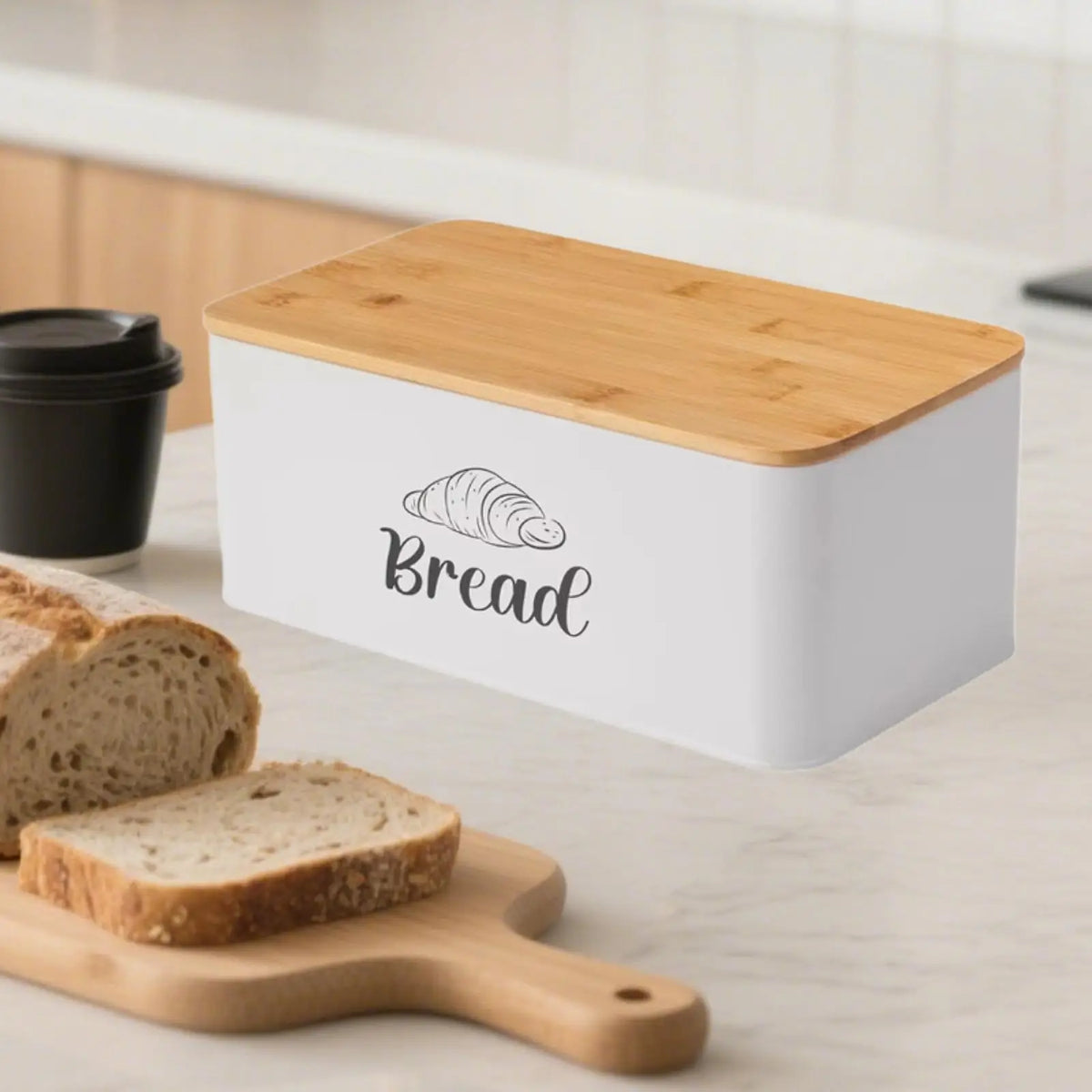 Breadbasket Sturdy Bread Box Kitchenware Layer Bamboo Lid