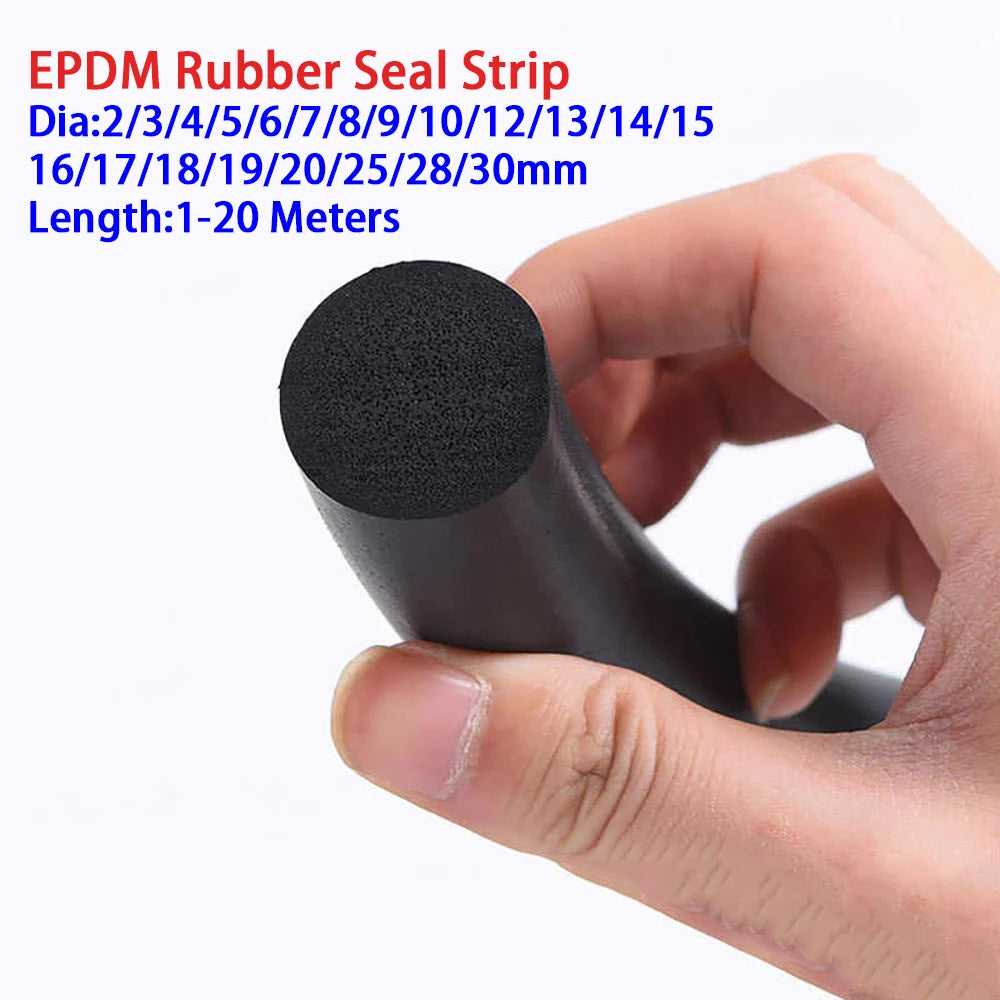 1-20 Meters Black Round Epdm Rubber Strip Foam