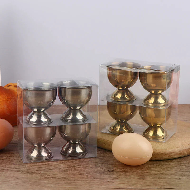 4pcs Egg Cups Handy Stainless Steel Boiled Egg