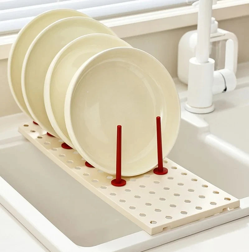 Organizer Dish Draining Drying Rack Telescopic Plate Bowl