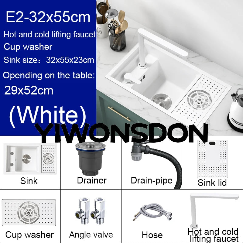 Nano Hidden Bar Sink Black Folding Faucet Cup