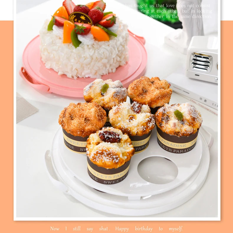 Plastic Round Cake Box Carrier Handle Pastry Storage