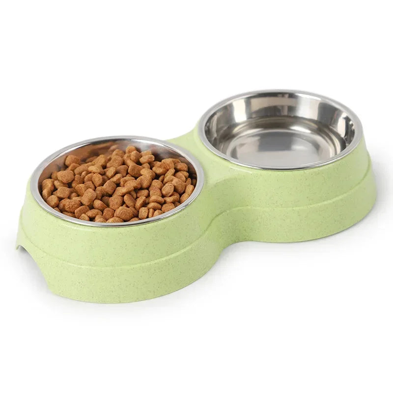 Antislip Double Dog Bowl Silicone Mat Durable Stainless