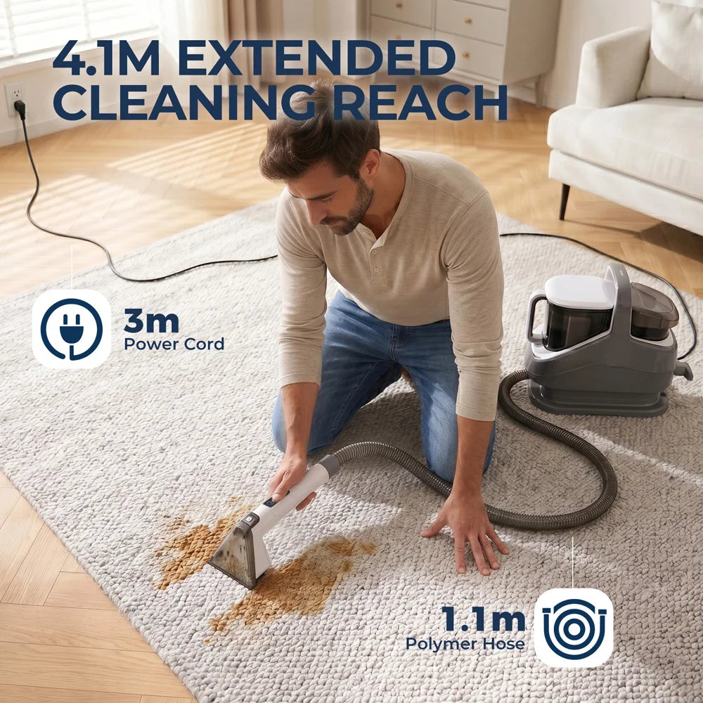 1300w Carpet Upholstery Cleaner 13kpa Suction 100 Steam