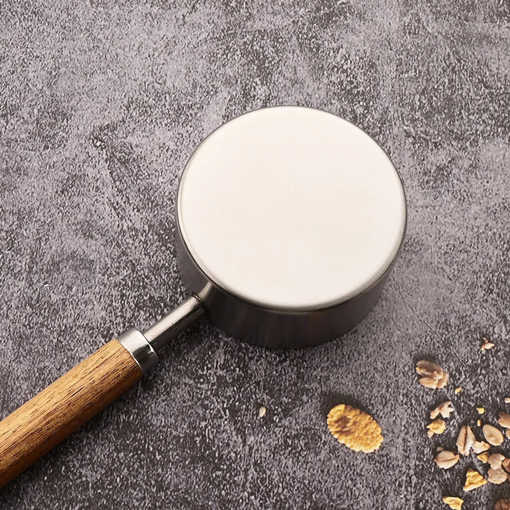 1/4/8pcs Gold Wooden Handle Stainless Steel Measuring Cups