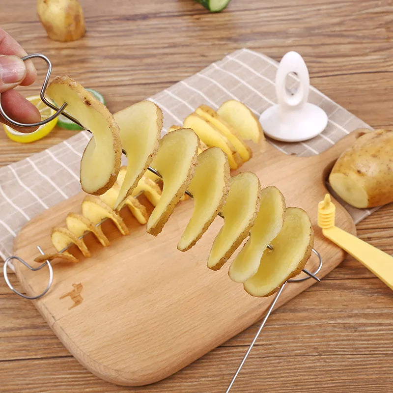 1set Stainless Steel Plastic Rotate Potato Slicer Twisted