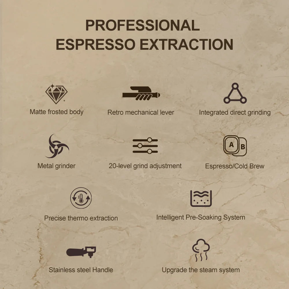 Semi-Automatic Espresso Machine Built-In Grinder & Cold Dual