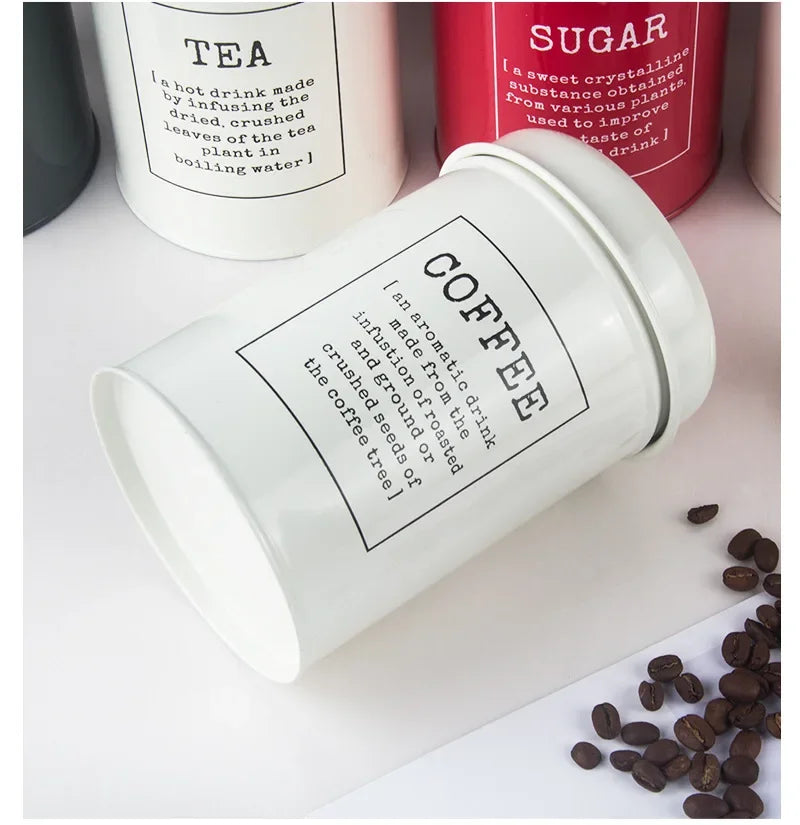 Canisters Coffee Tea Sugar Flour Metal Tin Jars