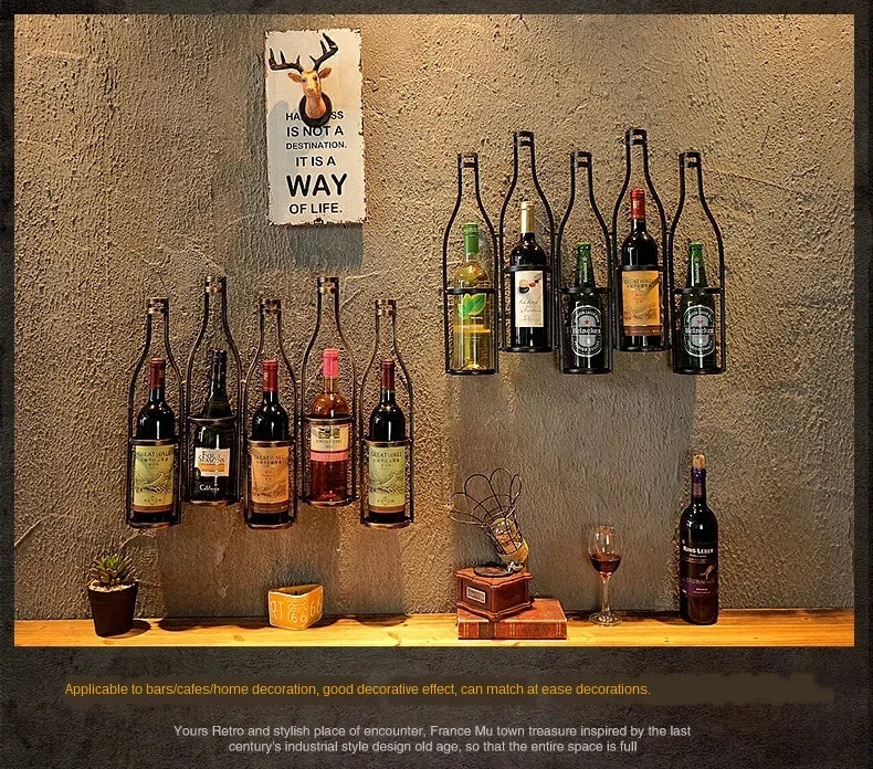 American Industrial Style Iron Hanging Wine Rack Material