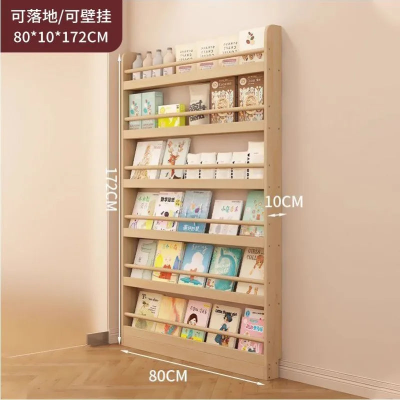 Corner Storage Rack Ultra-Thin Solid Wood Floor-Standing Bookcase