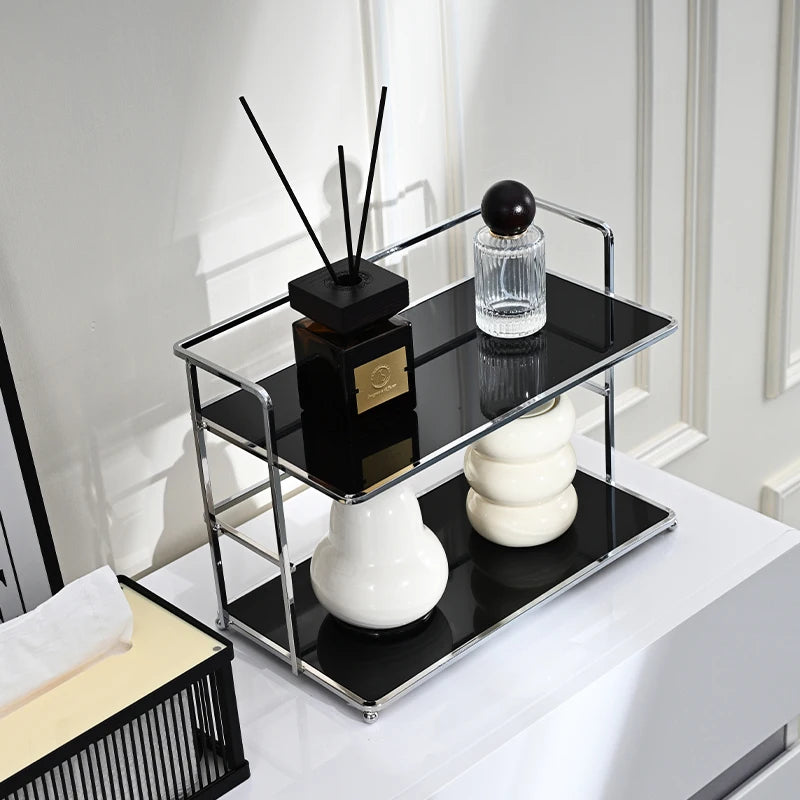 1pc Double-Layer Desktop Storage Rack Acrylic Organizer Cup