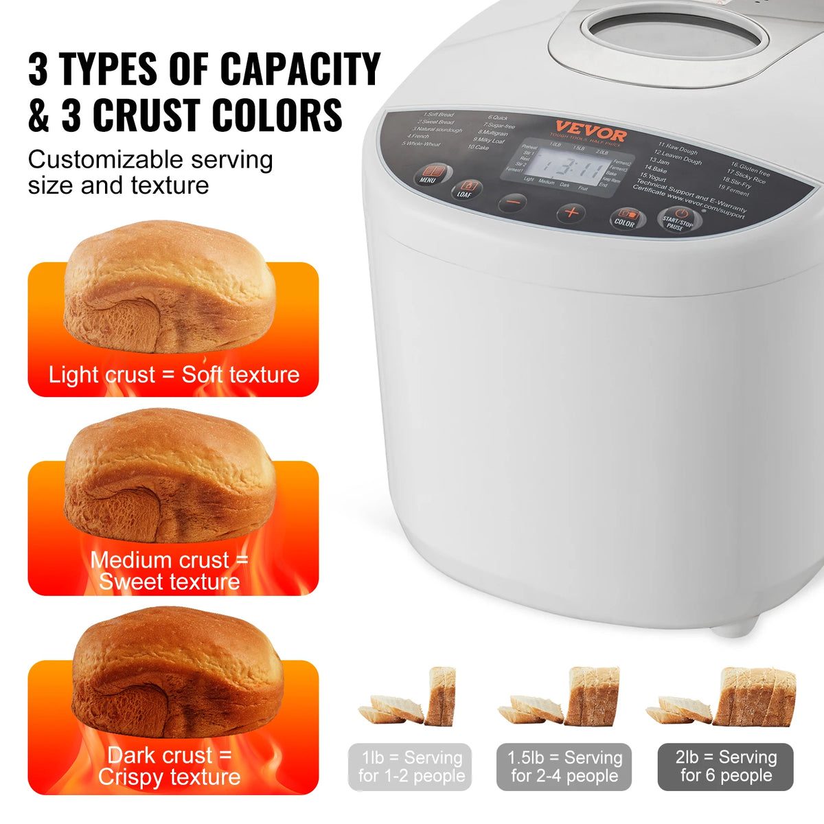 Succebuy Bread Maker 19-In-1 Lb Dough Machine Nonstick