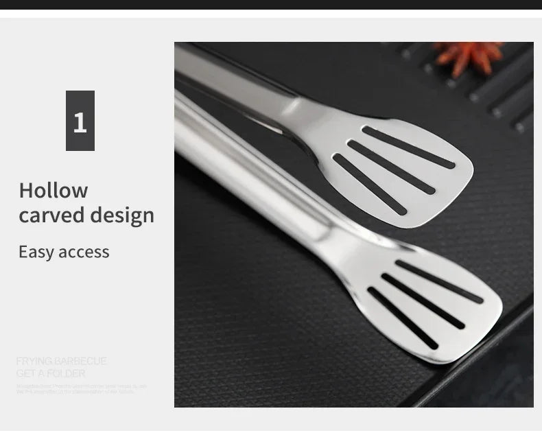 304 Stainless Steel Food Tongs Bbq Non Slip