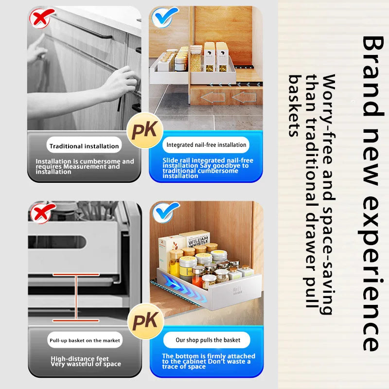 Under-Sink Cabinet Drawer Slide Pull-Out Draining Shelf