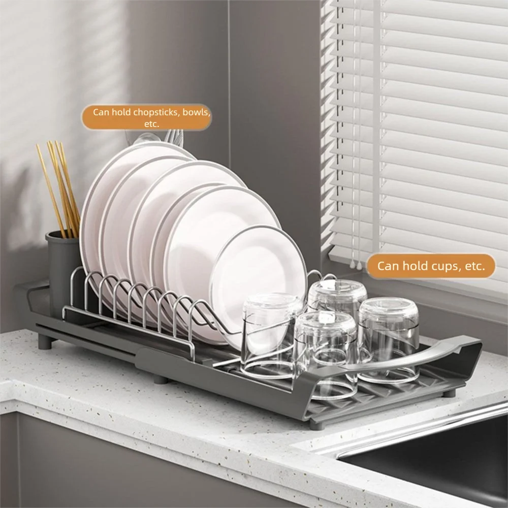 Extendable Dish Drying Rack Large Capacity Space Saving