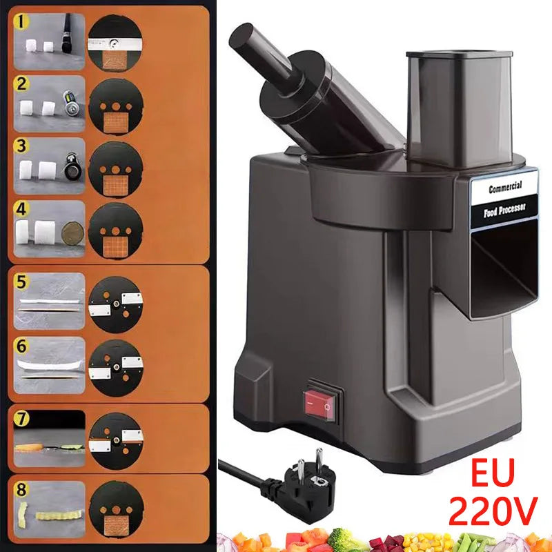 220v 3-In-1 Vegetable Cutter Dual Feeder Newly Upgraded