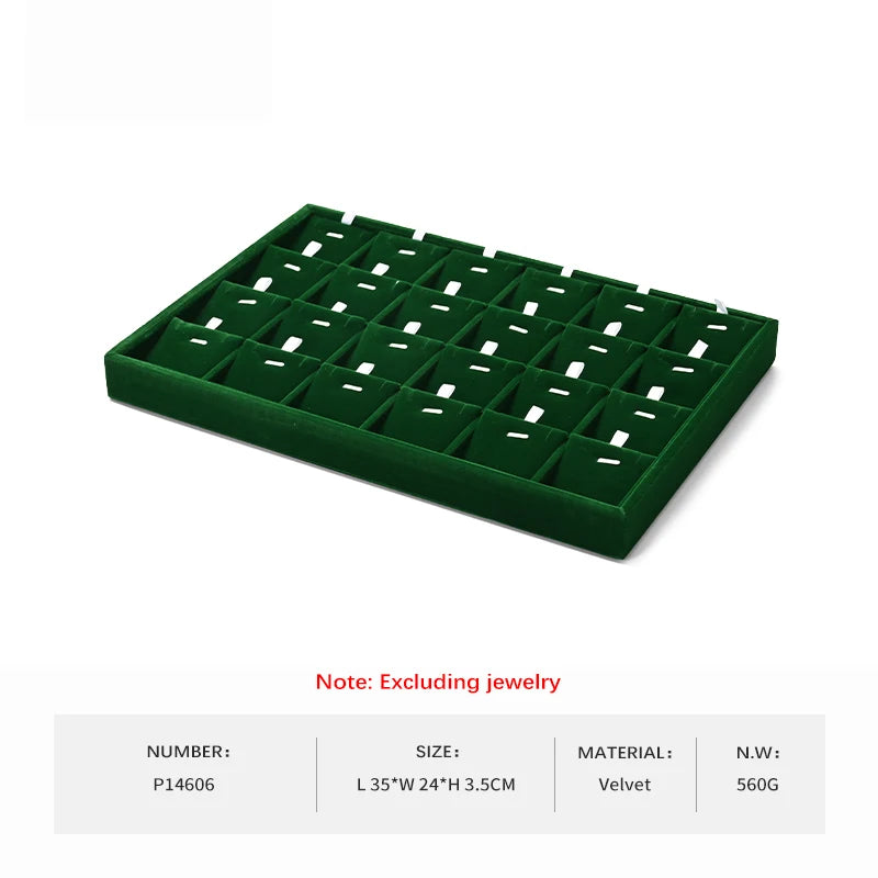 Woodten Green Premium Jewelry Display Tray Velvet Ring
