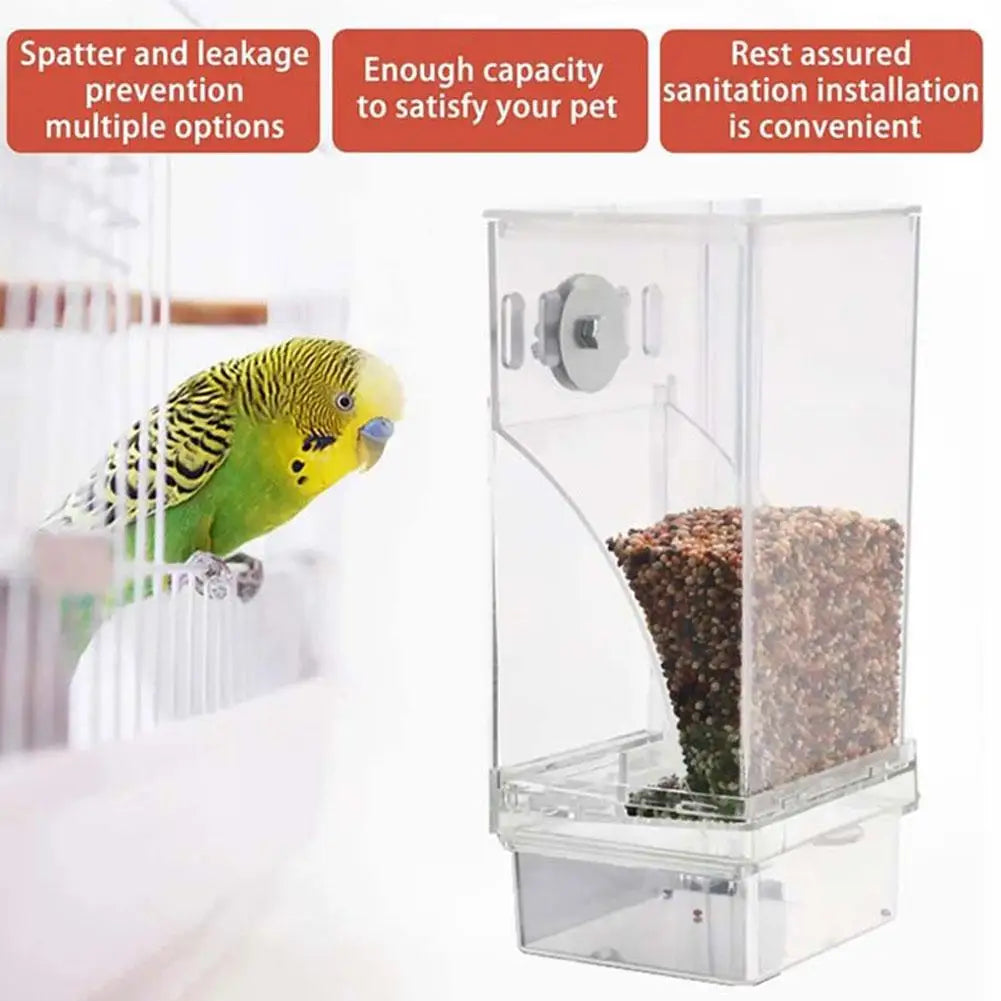 Clear Bird Feeding Device Anti-Waste Gravity Auto-Flow Station