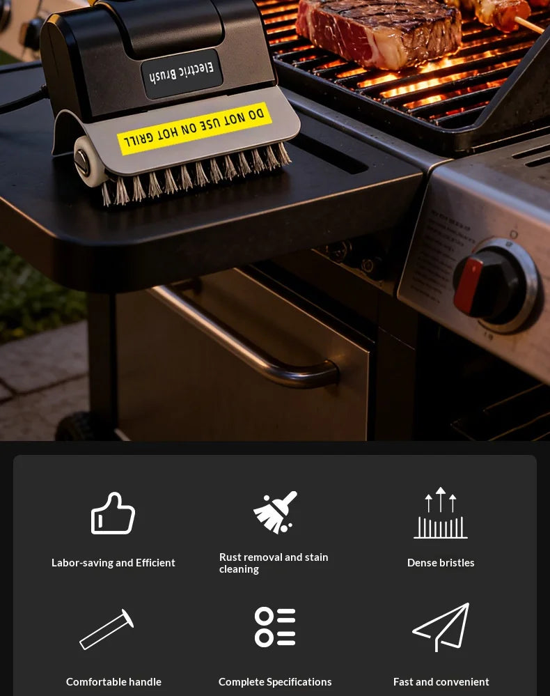 Electric Grill Brush Outdoor Bbq Handheld Grease Rack