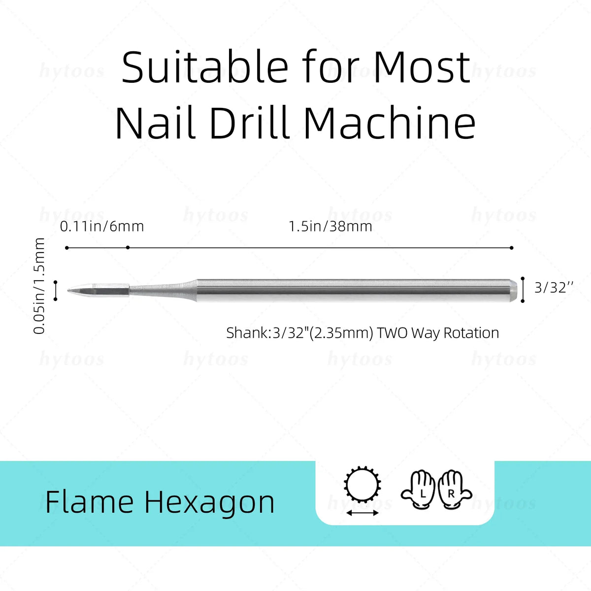 Hytoos Hexagon Carbide Nail Drill Bits Cuticle Cleaner