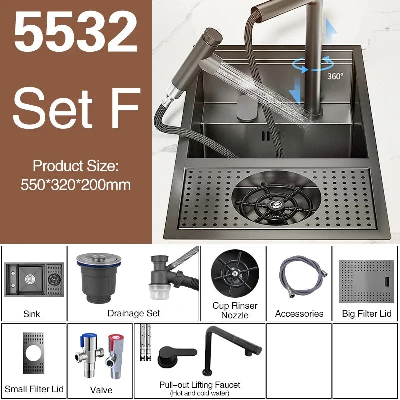 Asras Nano Black Small Size Sink Cup Washer