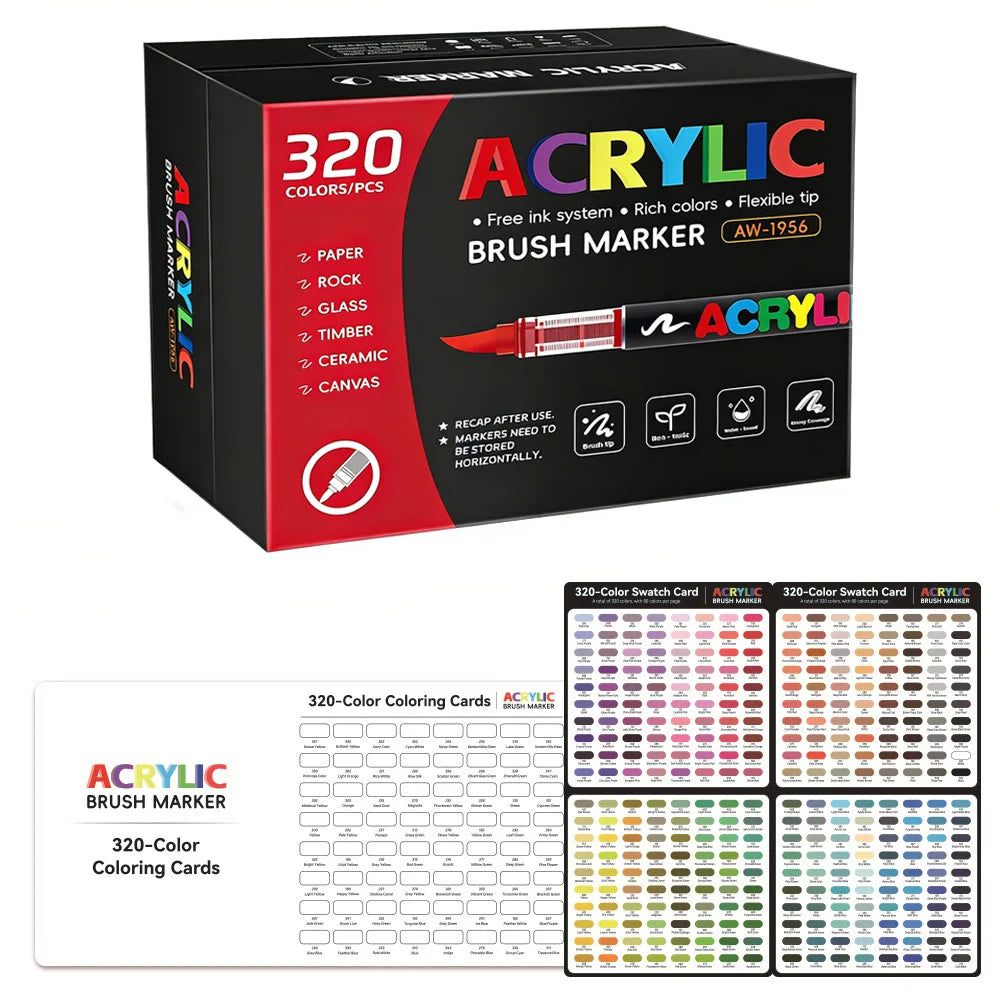 12-366 Colors Acrylic Painting Marker Waterproof Acrylic Brush