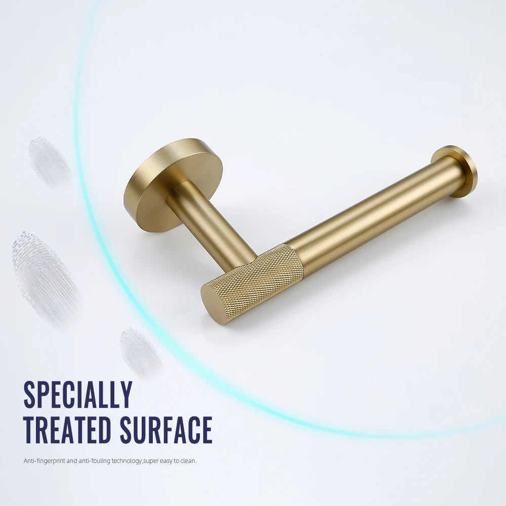 Brushed Gold Towel Rack Knurled Towel Bar Robe