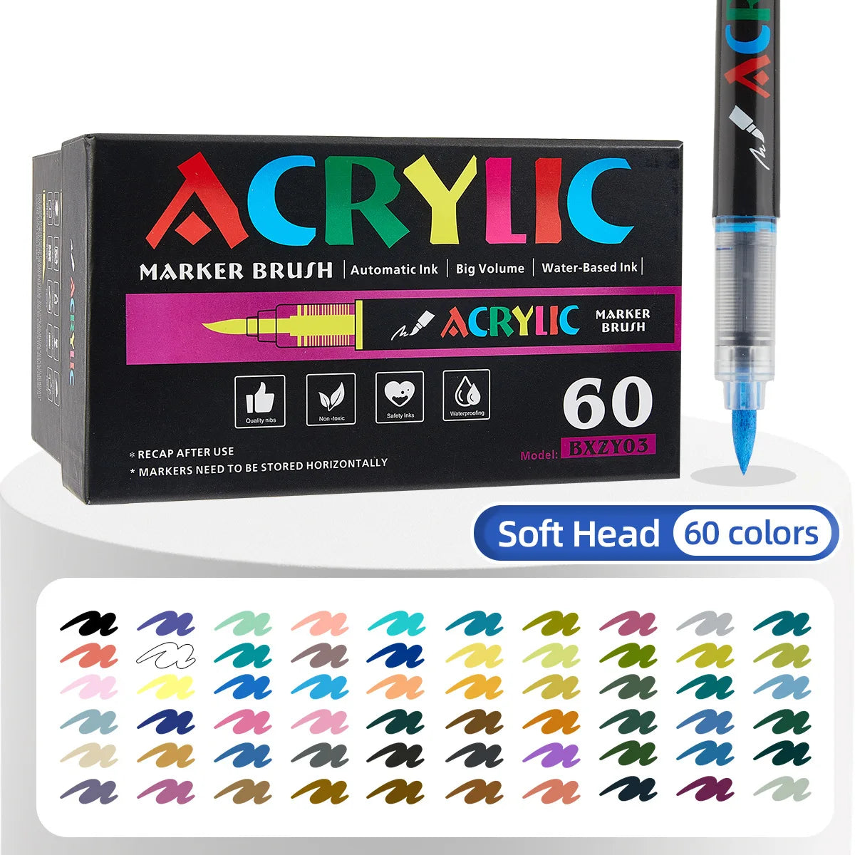 12-168 Colors Acrylic Paint Pens Markers Brush Tip