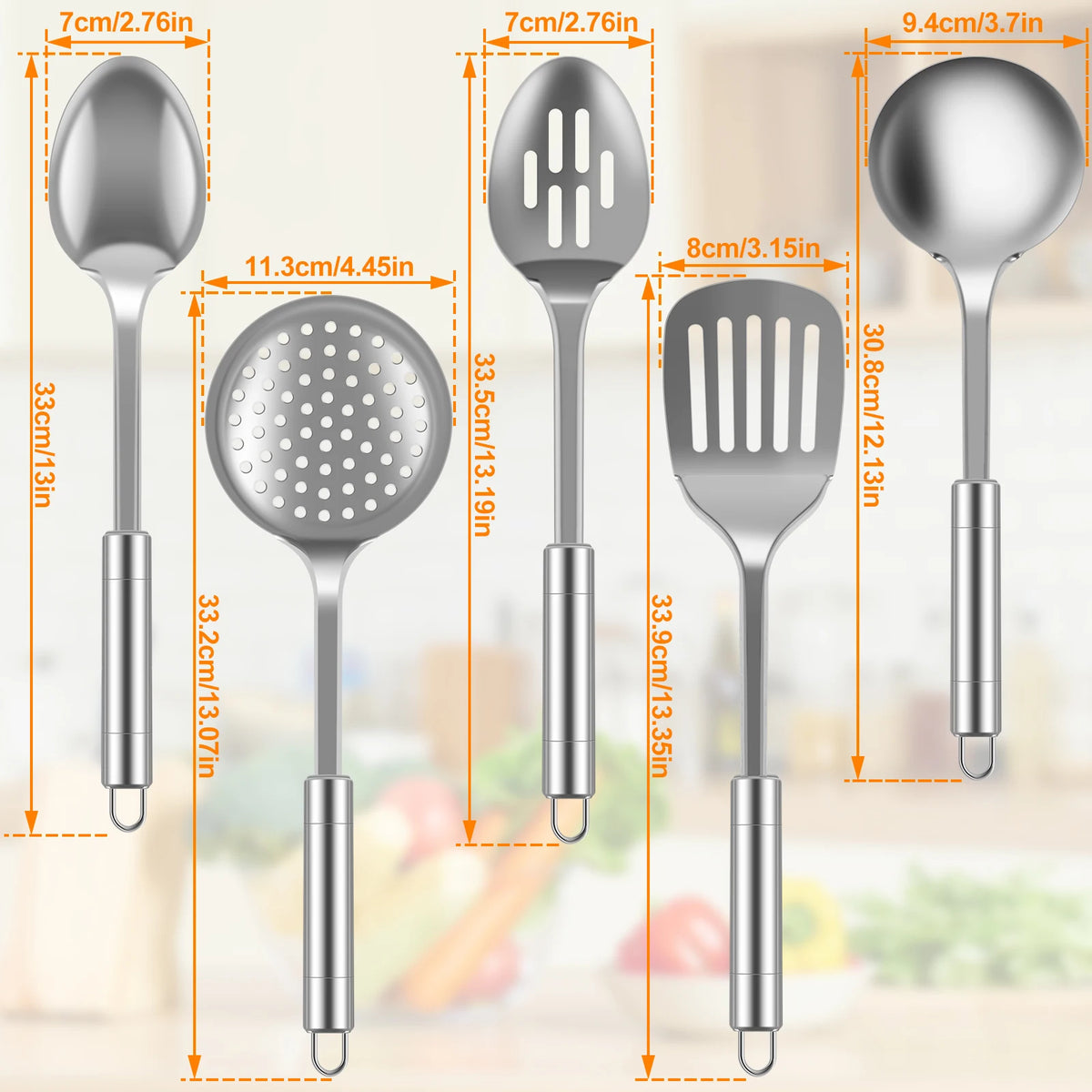 5/10pcs Cooking Utensils Stainless Steel Shovel Soup Spoon