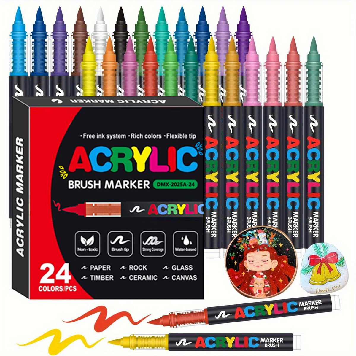 12-366 Colors Acrylic Painting Marker Waterproof Acrylic Brush