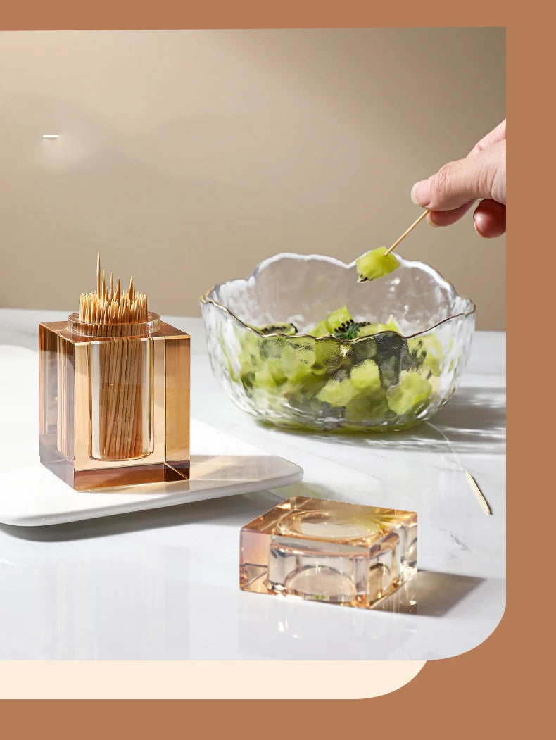 Luxury Crystal Glass Toothpick Box Barrel Dining Table