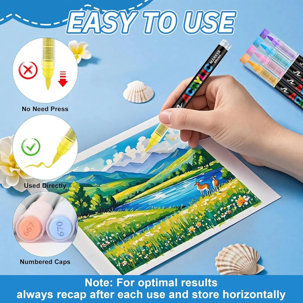 12-240 Colors Acrylic Paint Markers Brush Tip Direct-Liquid