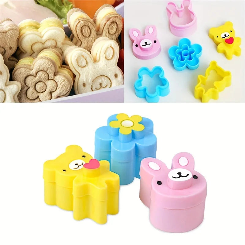 3pcs Sandwich Cutters Cookie Bread Mold Rabbit Panda