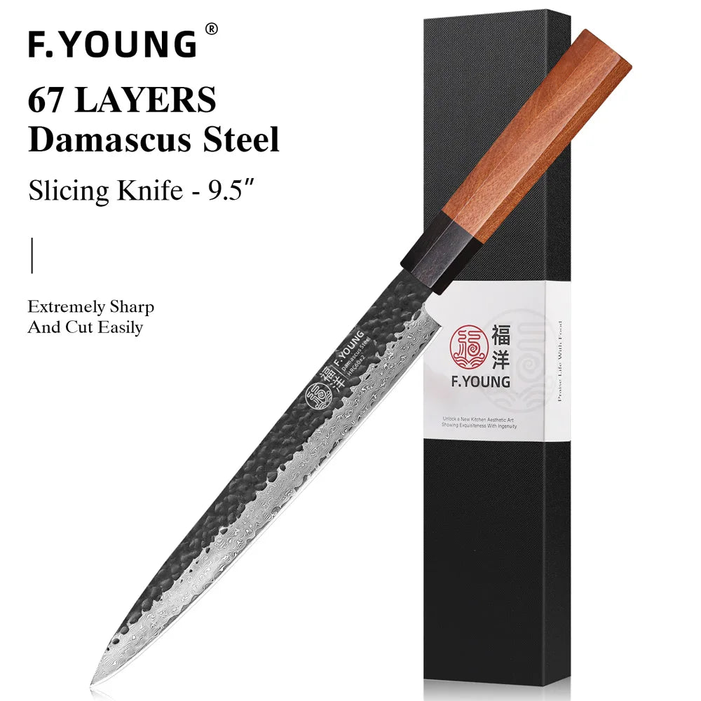 Young Japanese Hand Forged Chef Knife Damascus Steel