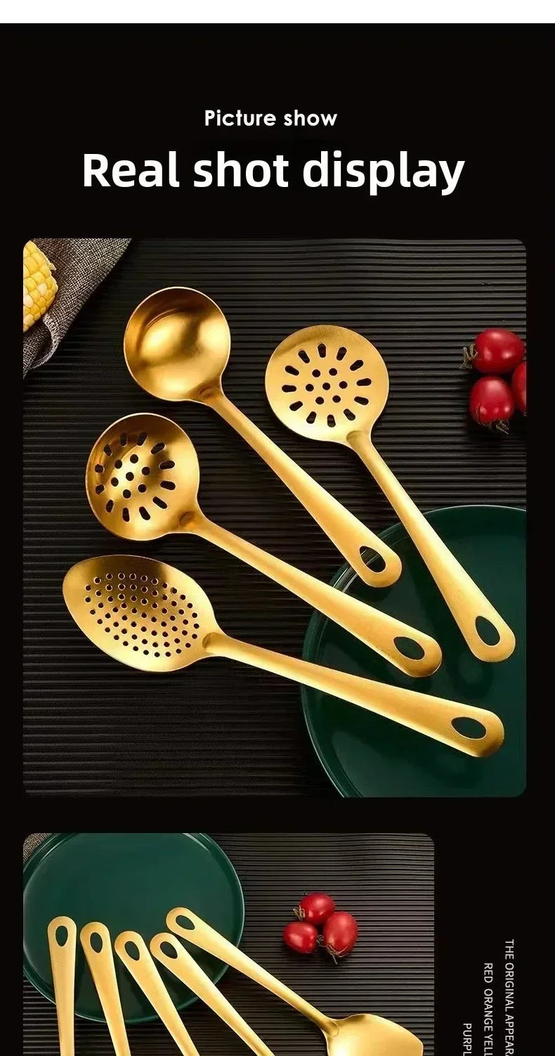 Gold Utensils Stainless Steel Cooking Cooking Spatula Slotted