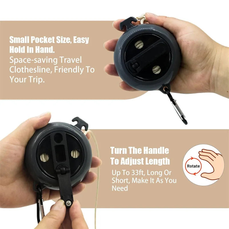 Outdoor Retractable Clothesline Adjustable 32ft/10m Camping