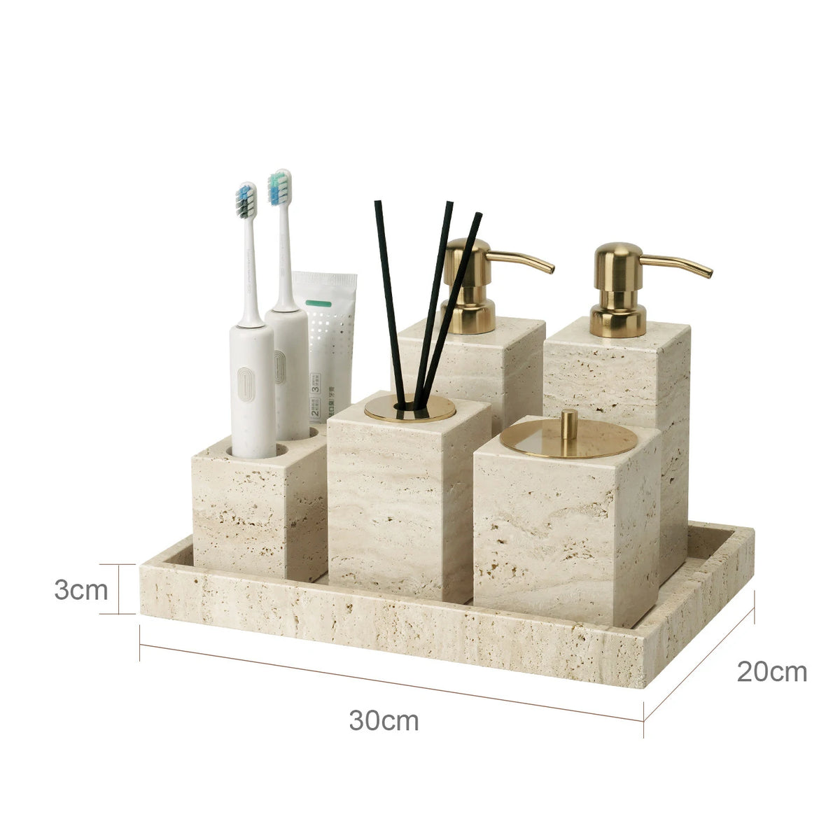 Travertine Bathroom Luxury Soap Dish Soap Dispenser Reed