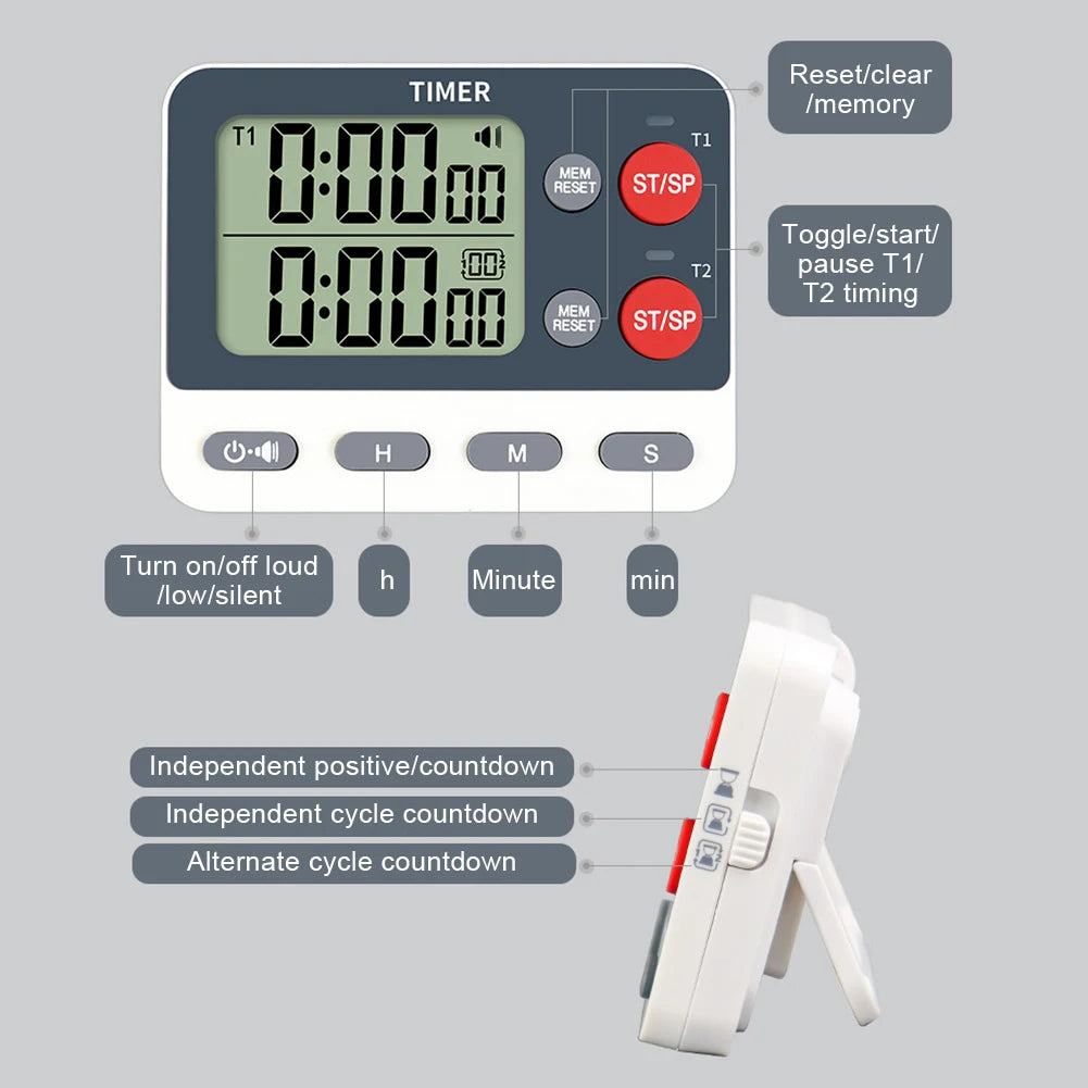 Dual Digital Timer Count Up/Down Timer Memory Function
