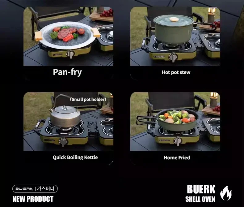 Buerk Foldable Camping Stove Lightweight Outdoor Cooking Double