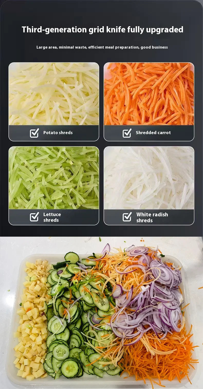 220v 3-In-1 Vegetable Cutter Dual Feeder Newly Upgraded