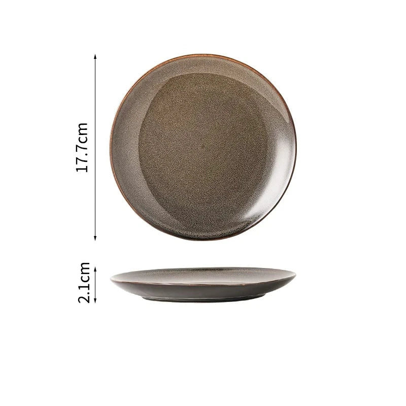 Ceramic Dinner Plate Creative Kiln Change Retro Shallow