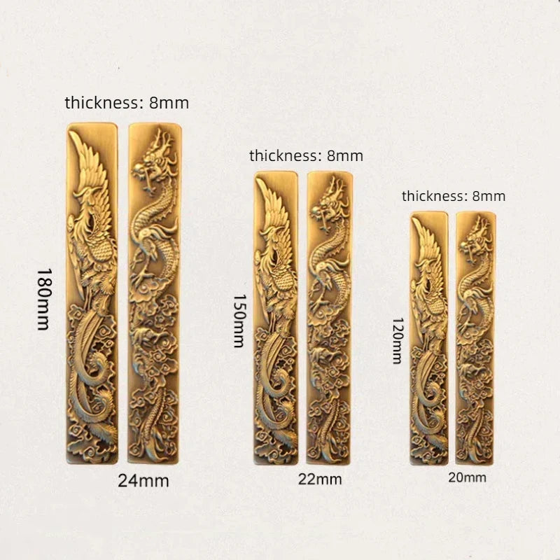 Chinese Style Brass Paperweight Antique Hand Painting Calligraphy