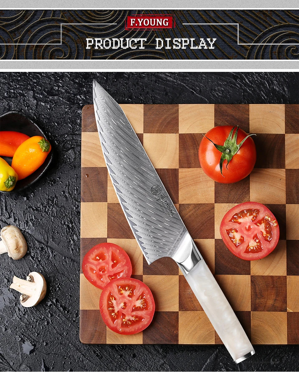 Young Japanese Chef Knife Damascus Steel Professional Knives