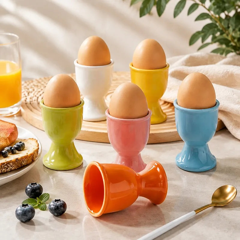 Ceramic Egg Cup Holders Macaron Color Creative Serving